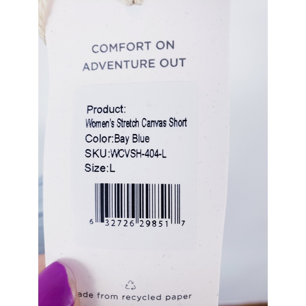 Free Fly Women Stretch Canvas Short Bay Blue Elastic Waist Outdoor Womens Large - Picture 7 of 8